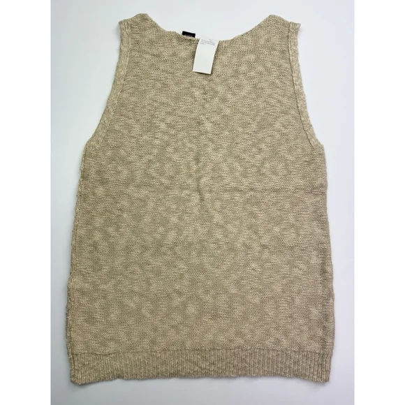 Heather B Knit Sweater Sleeveless Top Large Tan Beige Boho Crochet Summer Spring - Picture 4 of 4